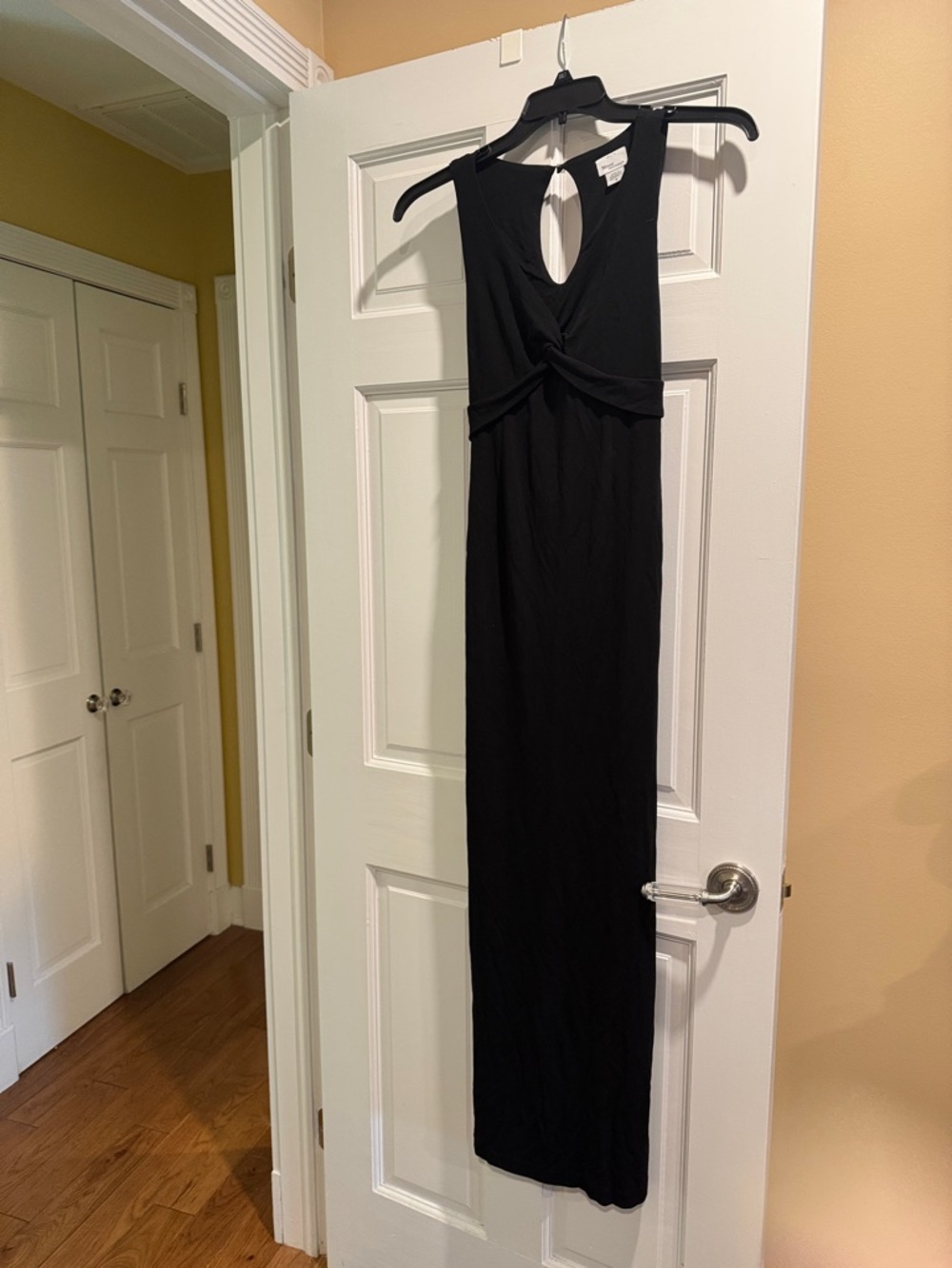 Mimi Maternity Black Twist-Front Maxi Dress. Size S. Worn 1x